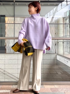 「green label relaxing（グリーンレーベルリラクシング）のFFC W テンジク ハイネック プルオーバー ニット（ニット/セーター）」を使った、bataさん（レディース・150cm）の冬コーディネート