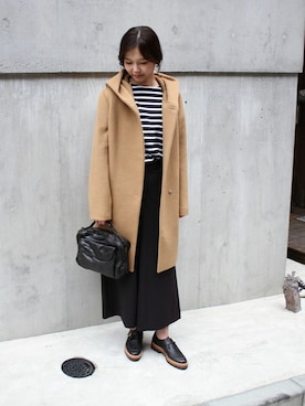 「バスクシャツ」｜「アイテム（その他アウター）」を使った、tokuhiroさん（レディース・164cm）の秋コーディネート