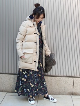 「JOURNAL STANDARD（ジャーナルスタンダード）のリファインドフラワープリントマキシワンピース#（ワンピース）」を使った、tokuhiroさん（レディース・164cm）の秋コーディネート