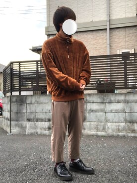 「アイテム（その他トップス、ブラウン系）」を使った、kanataさん（メンズ・165cm）の冬コーディネート