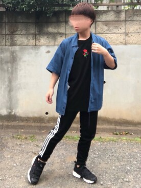 「バラ柄」｜「アイテム（ジャケット/アウター）」を使った、kanataさん（メンズ・165cm）の夏コーディネート