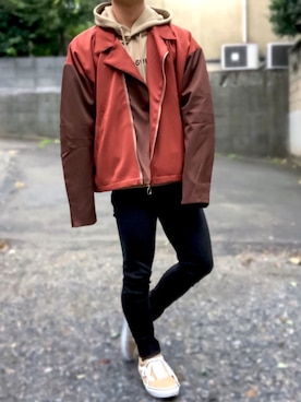 「YON（ヨン）のアイテム（ジャケット/アウター）」を使った、kanataさん（メンズ・165cm）の秋コーディネート