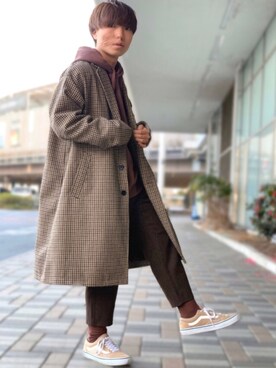 「coen（コーエン）のアイテム（チェスターコート）」を使った、kanataさん（メンズ・165cm）の冬コーディネート
