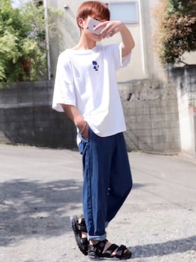 「バラ柄」｜「アイテム（その他）」を使った、kanataさん（メンズ・165cm）の春コーディネート