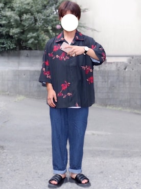 「バラ柄」｜「アイテム（その他）」を使った、kanataさん（メンズ・165cm）の夏コーディネート