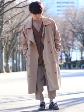 トレンチコートを使った Gu のメンズ人気ファッションコーディネート ユーザー その他ユーザー Wear