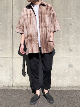 「BAYFLOW」｜「アイテム（スリッポン）」を使った、てるおさん（メンズ・182cm）の春コーディネート
