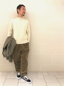 「orcival」｜「アイテム（ステンカラーコート）」を使った、fujiwaraさん（メンズ・168cm）の秋コーディネート