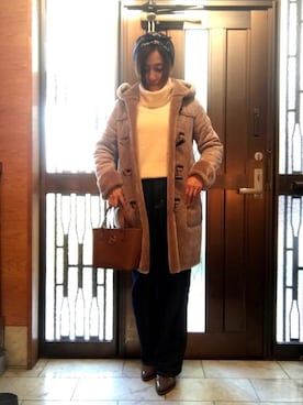 「レースアップシューズ」｜「アイテム（ムートンコート）」を使った、かのんさん（レディース・155cm）の冬コーディネート