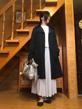 「スカーチョ」｜「アイテム（トレンチコート）」を使った、かのんさん（レディース・155cm）の春コーディネート