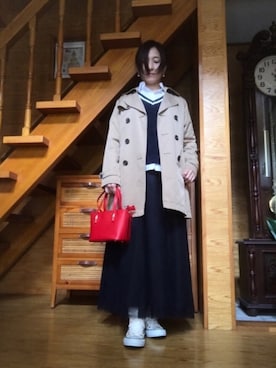 「Another Edition（アナザーエディション）のアイテム（トレンチコート）」を使った、かのんさん（レディース・155cm）の春コーディネート