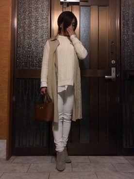 「cava cava（サヴァサヴァ）のアイテム（ブーティ）」を使った、かのんさん（レディース・155cm）の春コーディネート