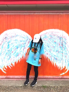 「Deviluse（Deviluse）のアイテム（キャップ）」を使った、wakapiさん（レディース・153cm）の夏コーディネート