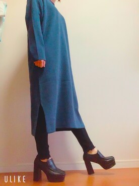 「LOWRYS FARM（ローリーズファーム）のアイテム（ワンピース、ブルー系）」を使った、ponchan365さん（レディース・158cm）の秋コーディネート