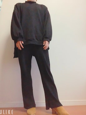 「GU（ジーユー）のアイテム（スウェット、ブラック系）」を使った、ponchan365さん（レディース・158cm）の秋コーディネート