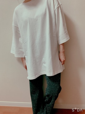 「JEANASIS（ジーナシス）のBIGスリットTEE/884386（Tシャツ/カットソー）」を使った、ponchan365さん（レディース・158cm）の夏コーディネート