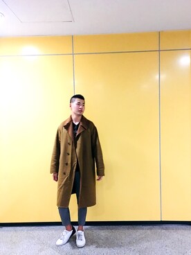 「niko and...（ニコアンド）のアイテム（チェスターコート）」を使った、大尾 立さん（メンズ・181cm）の冬コーディネート