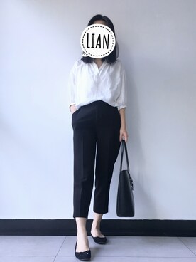 「日系极简」｜「アイテム（スラックス）」を使った、parkerさん（レディース・162cm）の秋コーディネート