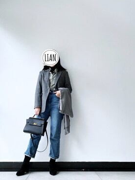 「通勤穿搭」｜「アイテム（トートバッグ）」を使った、parkerさん（レディース・162cm）の冬コーディネート