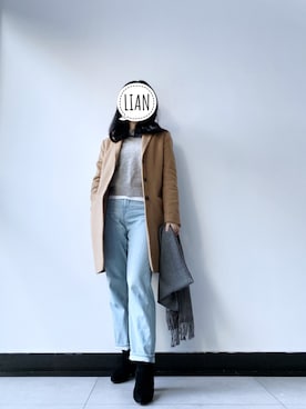 「アイテム（ダッフルコート、ブラウン系）」を使った、parkerさん（レディース・162cm）の冬コーディネート