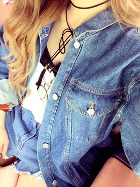 「WEGO（ウィゴー）のWEGO/BIGデニムジャケット（デニムジャケット、ブルー系）」を使った、ckgrskさん（レディース・161cm）の夏コーディネート