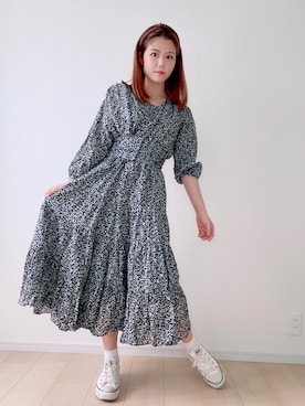「SNIDEL（スナイデル）のアイテム（ワンピース、ブラック系）」を使った、びばさん（レディース・157cm）の秋コーディネート