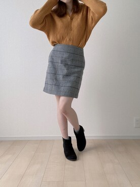「GU（ジーユー）のアイテム（スカート、シルバー系）」を使った、びばさん（レディース・157cm）の秋コーディネート