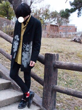 「Dr. Martens（ドクターマーチン）のDr.Martens (ドクターマーチン)/1461 3EYE GIBSON SHOES（その他シューズ）」を使った、oさん（メンズ・172cm）の春コーディネート