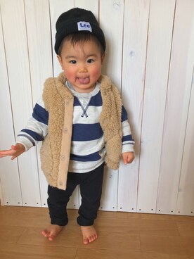 「Lee（リー）のアイテム（ニットキャップ/ビーニー）」を使った、りっちゃん＊さん（キッズ・80cm）の秋コーディネート