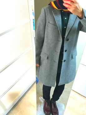 「アイテム（チェスターコート）」を使った、omaoさん（メンズ・169cm・20代）の冬コーディネート