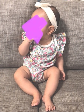 「babyGAP（babyGAP）のアイテム（ロンパース、ピンク系）」を使った、emmaさん（キッズ）の冬コーディネート