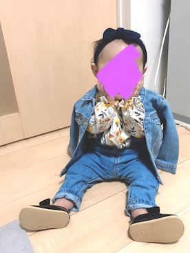 「ZARA KIDSのアイテム（デニムジャケット、ブルー系）」を使った、emmaさん（キッズ）の冬コーディネート