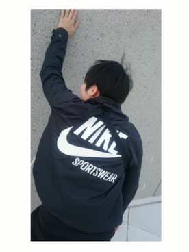 「NIKE（ナイキ）のアイテム（ナイロンジャケット、ブラック系）」を使った、くりきんとんさん（158cm）の冬コーディネート