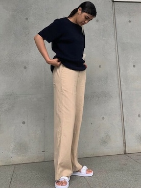 「ベージュパンツ」｜cocaさん（レディース・160cm）の夏コーディネート