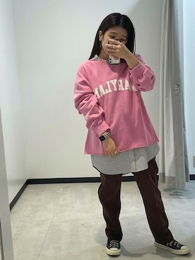 「coca（coca）（コカ）のアイテム（スウェット）」を使った、cocaさん（レディース・154cm）の秋コーディネート