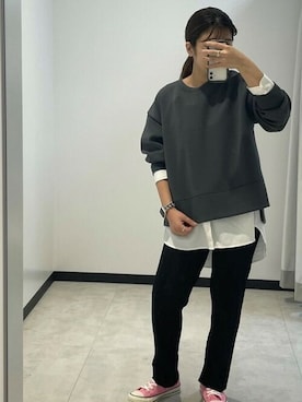 「coca（coca）（コカ）のアイテム（スウェット）」を使った、cocaさん（レディース・154cm）の秋コーディネート