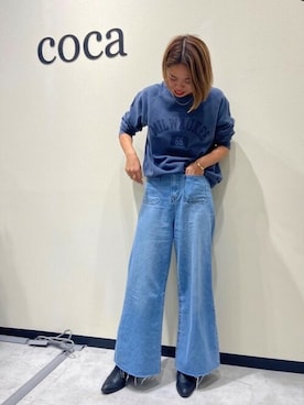 「アイテム（スウェット、ブルー系）」を使った、cocaさん（レディース・163cm）の冬コーディネート