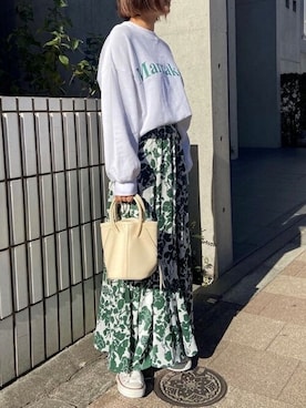 「coca（coca）（コカ）のアイテム（スウェット）」を使った、cocaさん（レディース・162cm）の冬コーディネート