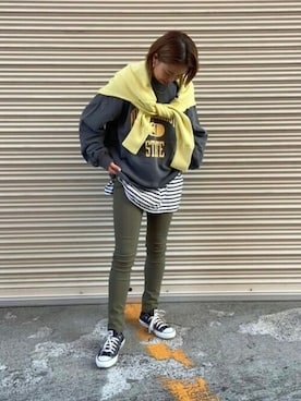 「coca（coca）（コカ）のアイテム（スウェット）」を使った、cocaさん（レディース・163cm）の冬コーディネート
