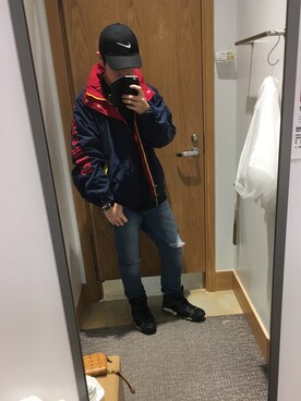 「90s」｜「アイテム（ナイロンジャケット）」を使った、yskさん（メンズ・169cm）の冬コーディネート