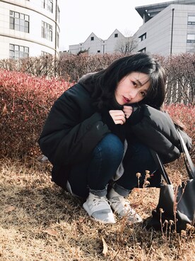 「AAのアイテム（ジャケット/アウター）」を使った、Yi-Yunさん（レディース・163cm）の冬コーディネート