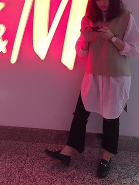 「AAのアイテム（パンツ）」を使った、Yi-Yunさん（レディース・163cm）の冬コーディネート