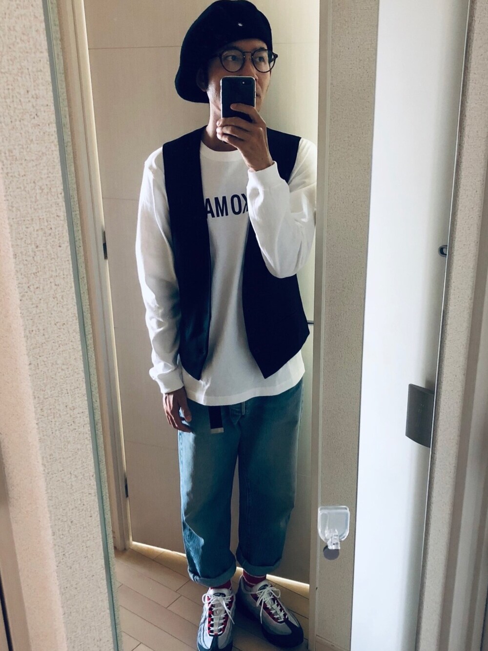 「秋服」｜「GDCのアイテム（ハンチング/ベレー帽、ブラック系）」を使った、MACKさん（メンズ・170cm）の秋コーディネートの1枚目の写真