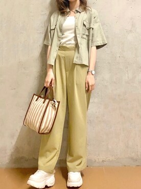 「アイテム（タンクトップ）」を使った、おもちさん（レディース・162cm）の春コーディネート