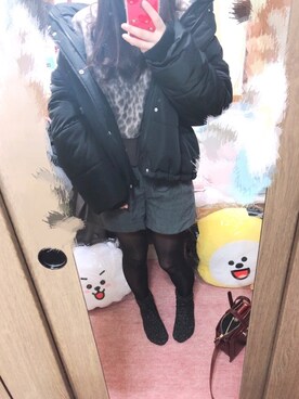 「BTS」｜「アイテム（スウェット）」を使った、Momさん（レディース・157cm）の冬コーディネート