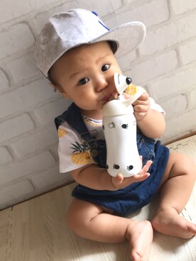 「息子コーデ」｜「アイテム（サロペット/オーバーオール）」を使った、hayamamaさん（キッズ・70cm）の夏コーディネート