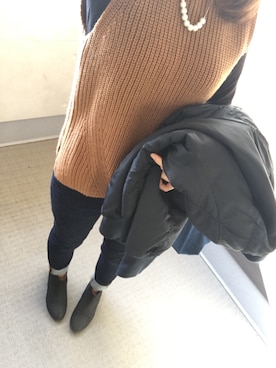 「ニットベスト」｜「アイテム（MA-1）」を使った、*naaa*さん（レディース・156cm）の冬コーディネート