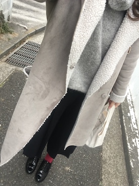 「Another Edition（アナザーエディション）のアイテム（ムートンコート）」を使った、*naaa*さん（レディース・156cm）の冬コーディネート