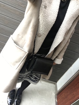 「Another Edition（アナザーエディション）のアイテム（ムートンコート）」を使った、*naaa*さん（レディース・156cm）の冬コーディネート