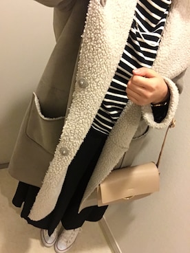 「Another Edition（アナザーエディション）のアイテム（ムートンコート）」を使った、*naaa*さん（レディース・156cm）の冬コーディネート